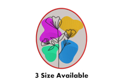 Colorful Abstract Floral Line Art Embroidery Design Product Image 1