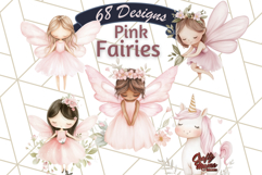 Pastel Pink Fairy Garden Clipart Bundle, Enchanted PNG Set Product Image 1