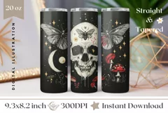 Mystical Tumbler Wrap Design, Skull Tumbler Sublimation Product Image 1