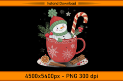 Adorable Snowman in Red Cup Christmas Candy Cane PNG Product Image 1