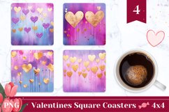Valentine Square Coaster, Purple Square Coaster Sublimation Product Image 1