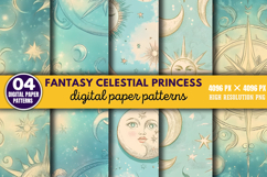Fantasy Celestial Princess Digital Paper Bundle PNG Product Image 2