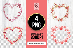 Red Pink Gold Heart Frame Clipart Sublimation PNG Product Image 1