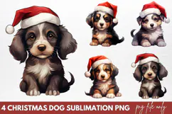 Christmas Dog Sublimation Clipart PNG Product Image 1