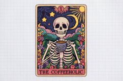 Funny Skeleton Life Tarot Card, The coffeeholic tarot card Product Image 1
