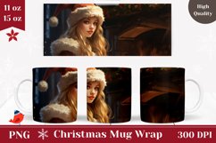Christmas Girl Mug Wrap Design, Christmas Girl Coffee Cup Product Image 1