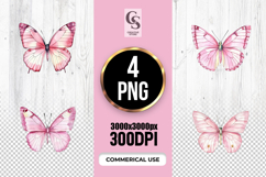 Pink Watercolor Butterfly Clipart Sublimation PNG Product Image 1