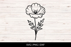 Hand Drawn Poppy Flower Line Art SVG Product Image 1