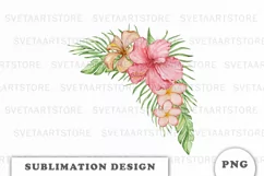 Watercolor Tropical flowers bouquet PNG Product Image 1
