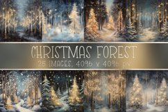 Silvery and golden Christmas forest printable digital papers Product Image 1