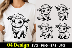 Cute Baby Lamb SVG PNG Product Image 1