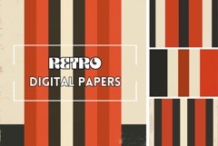 Retro Stripes Backgrounds, Red Stripes Digital Papers Product Image 1