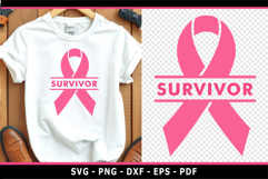 Breast cancer survivor SVG, Cancer Ribbon Split Monogram SVG Product Image 1
