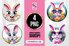 Cute Bunny Spring Clipart Sublimation PNG Product Image 1