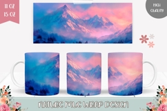 Art Mountains Mug Wrap Design, Landscape Mug Sublimation Product Image 1