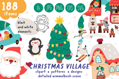 Christmas village clipart, patterns, scenes and designs kit Product Image 1
