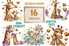 Giraffe Clipart, Mom and Baby Clipart Product Image 1