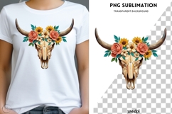 Floral Cow Skull PNG Sublimation | Western Boho Bull Skull Product Image 2