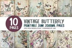 Vintage Butterfly Junk Journal Pages Product Image 1