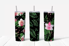 Flowers Orchid sublimation design. Skinny tumbler wrap Product Image 3