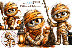 Whimsical Halloween Clipart, Whimsical Halloween Pumpkin PNG Product Image 1