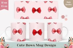 Pink Bows Mug Wrap Design, Pastel Love Mug Sublimation Product Image 1