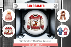 Cozy Christmas Sweaters Car Coaster Product Image 1
