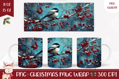 Cartoon Christmas Bird Mug Design, Winter Berries Mug Product Image 1