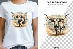 Western Longhorn Bull PNG | Cowboy Rodeo Shirt Design Product Image 2