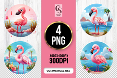Pink Flamingo Clipart Sublimation PNG Product Image 1