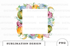 Watercolor Autumn Pumpkins Frame png Product Image 1
