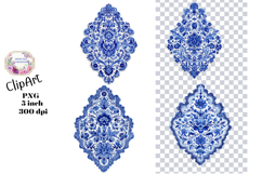 Blue Toile, Ephemera, PNG, Clipart, Junk Journal, flowers Product Image 1