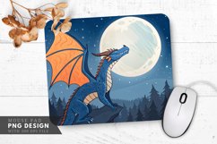 Moonlit Blue Dragon with Orange Wings Mouse Pad PNG Design Product Image 1