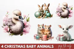 Christmas Baby Animals Clipart PNG Product Image 1