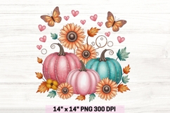 Glitter Floral Pumpkin Sublimation PNG. Product Image 1