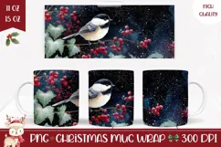 Cartoon Christmas Bird Mug Design, Winter Mug PNG Product Image 1