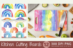 Watercolor Rainbow Cutting Boards sublimation Design Product Image 1