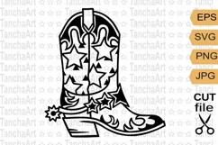 Cowboy boot cut file svg, png Western stars decor, Rodeo svg Product Image 1