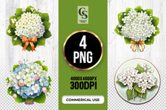 White Floral Bouquet Clipart Sublimation PNG Product Image 1