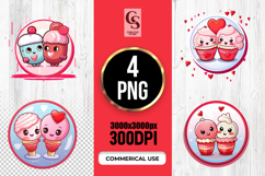 Cute Cupcake Couple Love Illustration Clipart PNG Product Image 1