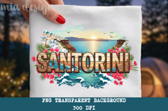 Santorini Greece PNG, Oia Village Coastal Sublimation Design Product Image 1