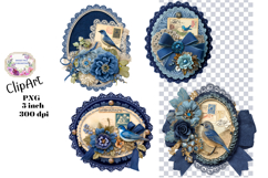Flowers, Bird Material, Ephemera, PNG, Junk Journal, clipart Product Image 1