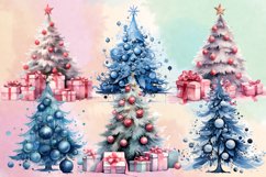 Watercolor Christmas tree clipart Bundle, Christmas PNg Product Image 2