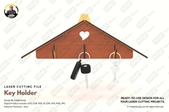 Laser Cut Modern Wood Key Holder, Wall Mounted Key Organizer Product Image 2