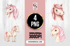 Cute Pink Pony Clipart Sublimation PNG Product Image 1