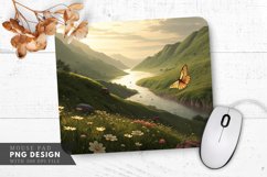 Serene Valley Butterfly Bliss Mouse Pad PNG Design Product Image 1