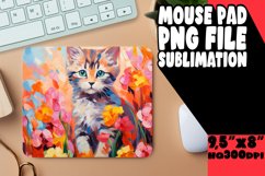 Cute Cat with Flowers Mouse Pad Design PNG Product Image 1