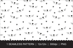 Minimalist Cat Face and Paw Print Seamless Pattern Product Image 1