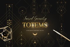 Gold Sacred Geometry Totems Clipart, Tattoo Design Clipart Product Image 1