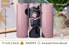Cartoon Halloween Witch Tumbler, Halloween Tumbler PNG Product Image 1